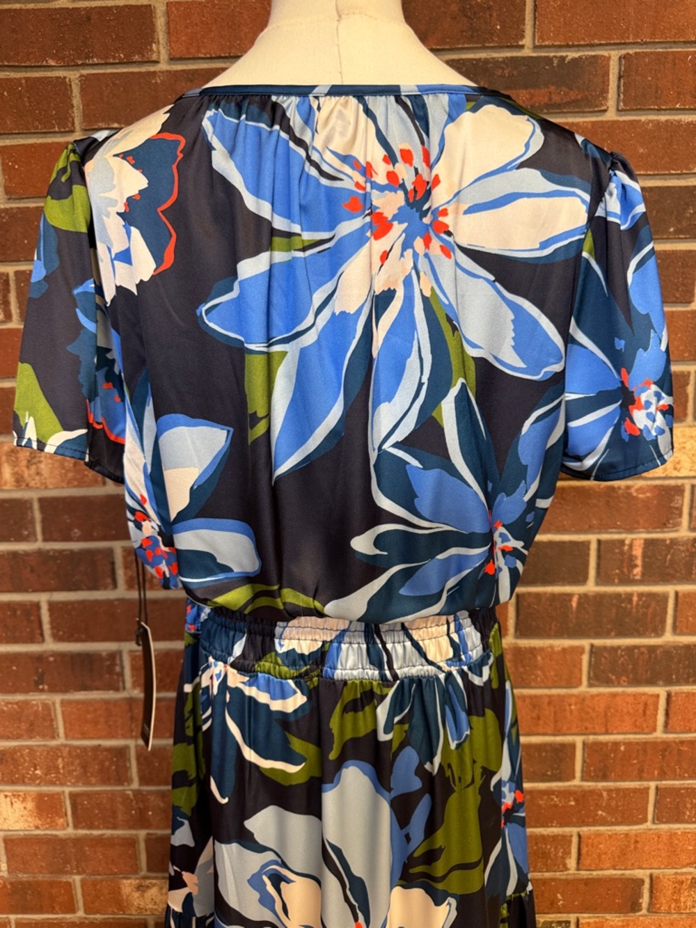 Nicole Miller New York Blue Floral Maxi Dress Size XL - Picture 4 of 11